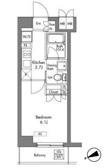 プラウドフラット神楽坂　104号室　間取り
