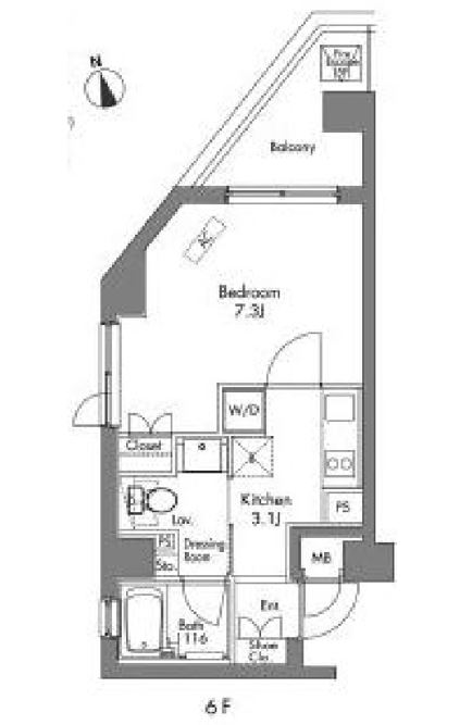 プラウドフラット神楽坂　605号室　間取り