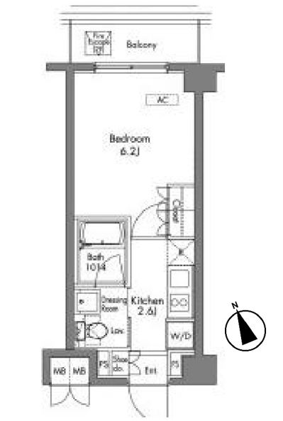プラウドフラット神楽坂　203号室　間取り