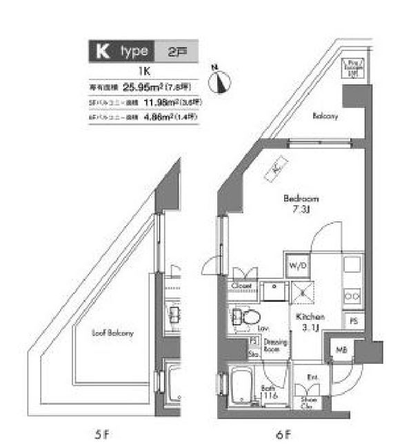 プラウドフラット神楽坂　505号室　間取り