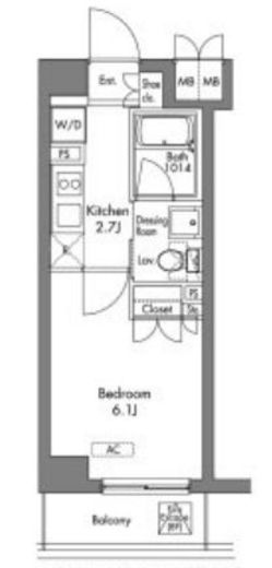 プラウドフラット神楽坂　104号室　間取り