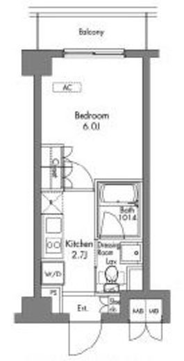 プラウドフラット神楽坂　201号室　間取り