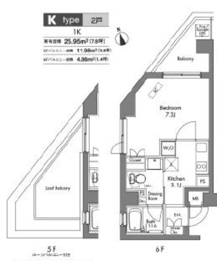 プラウドフラット神楽坂　505号室　間取り