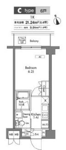 プラウドフラット神楽坂　604号室　間取り