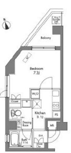 プラウドフラット神楽坂　605号室　間取り