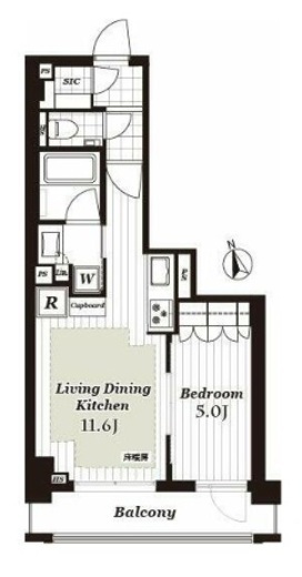 オープンレジデンシア麻布六本木　7F1号室　間取り