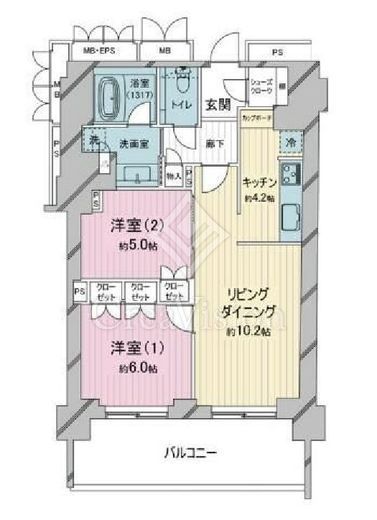 ジオ御苑内藤町　106号室　間取り