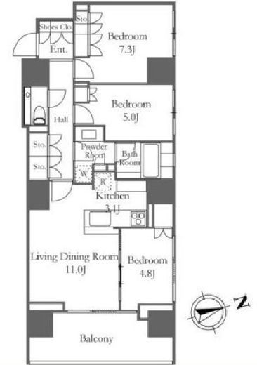 ザ・パークハウス新宿御苑　13F2号室　間取り