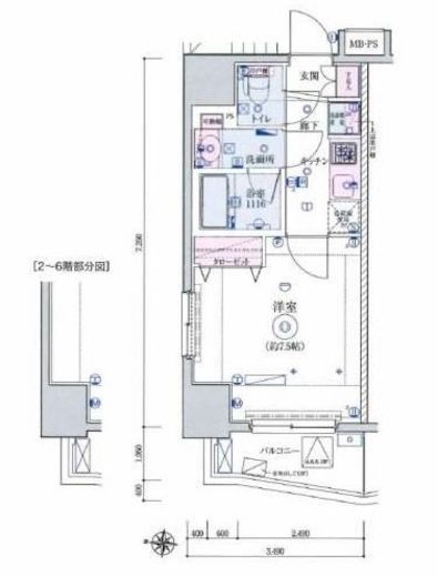 リヴシティ田町　202号室　間取り