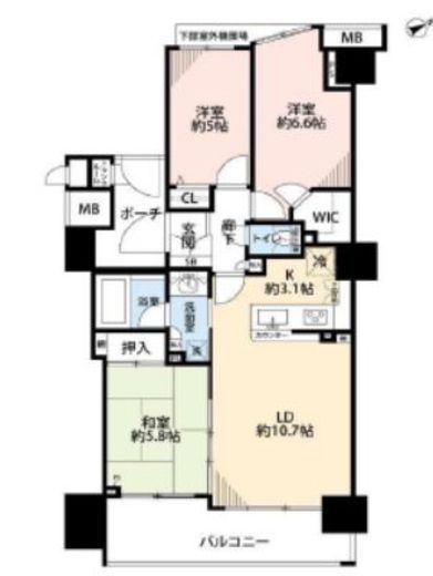 オーベル月島リバージュグラン　502号室　間取り