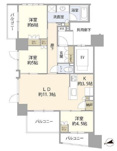 ブリリア早稲田　5F1号室　間取り