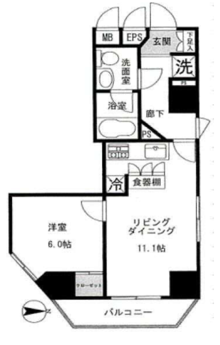 アルカーデンシティリンクス新宿　407号室　間取り