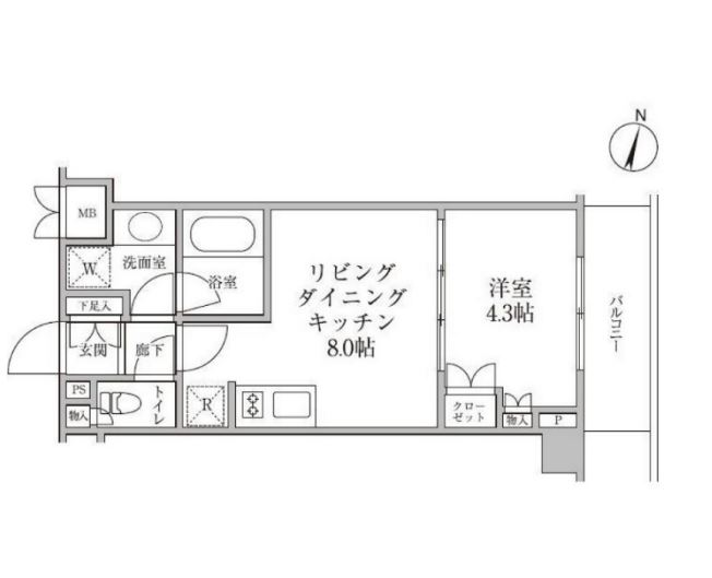 レジディア神楽坂Ⅱ　302号室　間取り
