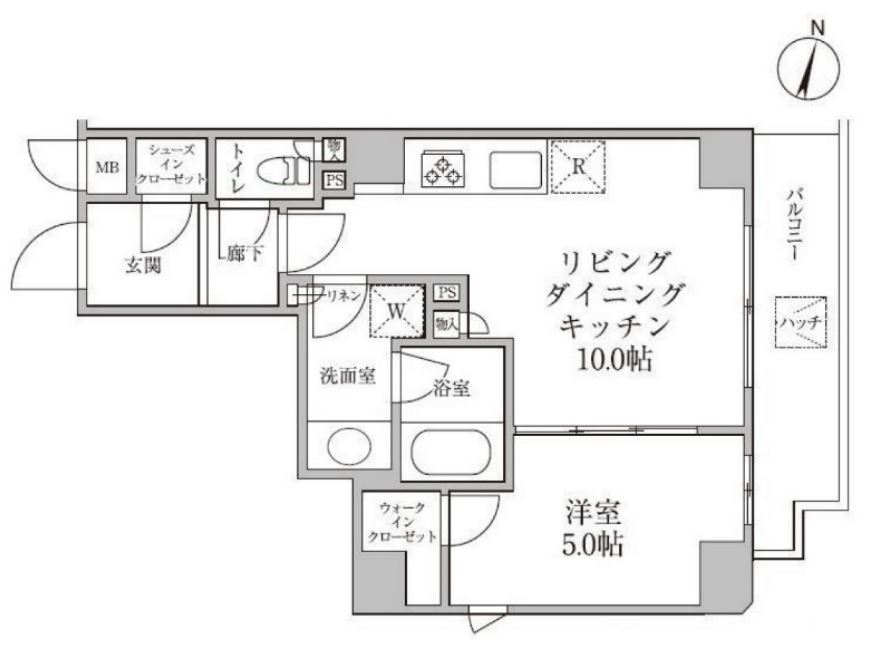 レジディア神楽坂Ⅱ　401号室　間取り