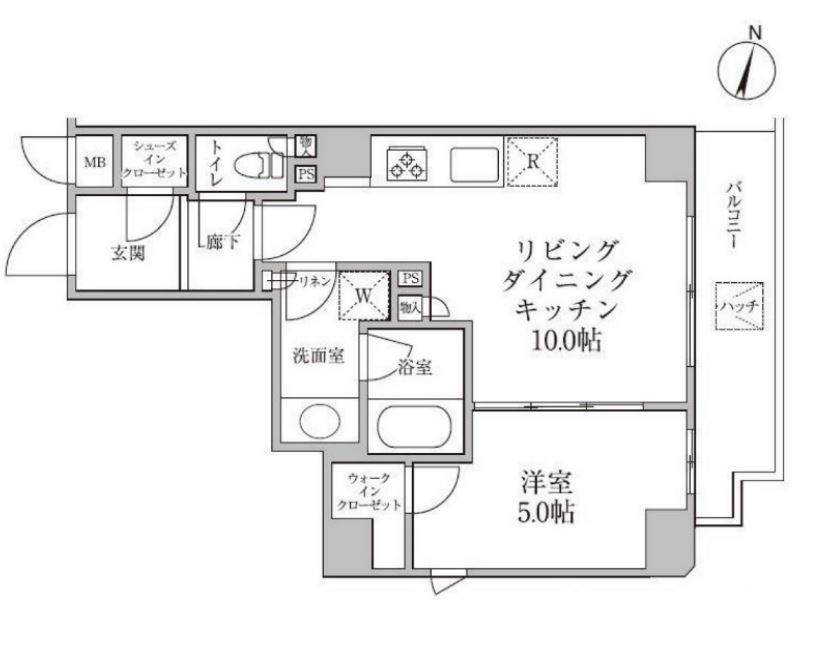 レジディア神楽坂Ⅱ　401号室　間取り