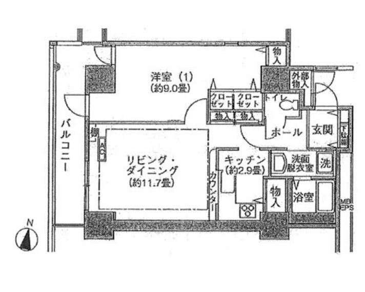 シティコート目黒　Ⅱ903号室　間取り