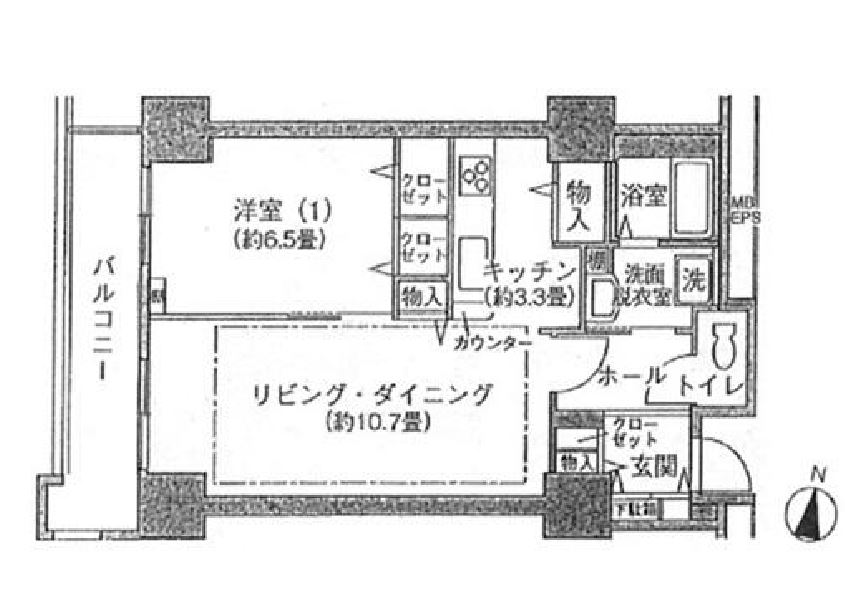 シティコート目黒　Ⅱ1102号室　間取り