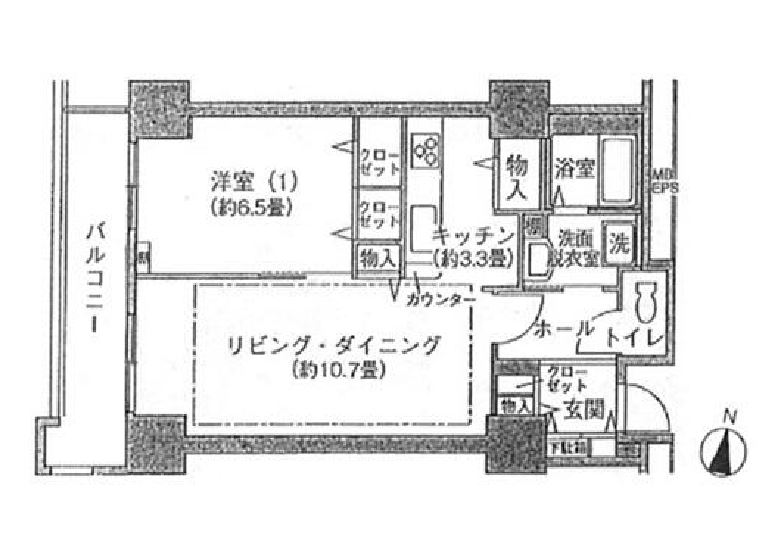 シティコート目黒　Ⅱ602号室　間取り