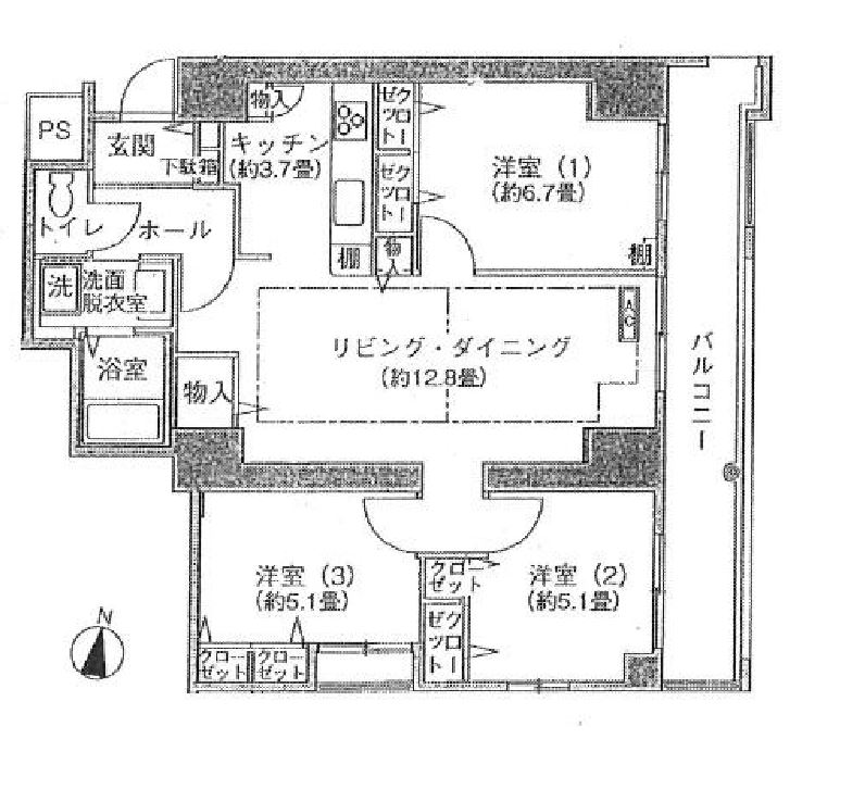 シティコート目黒　Ⅳ 401号室　間取り