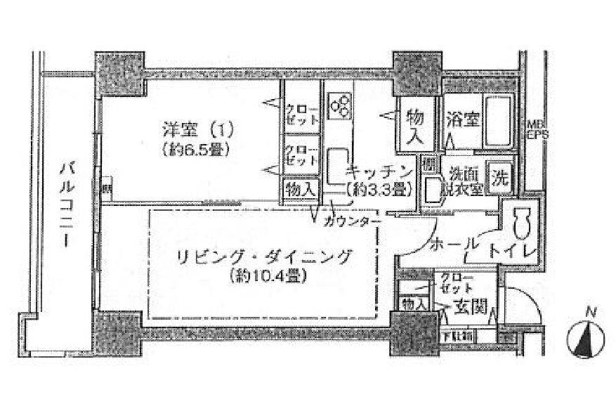 シティコート目黒　Ⅱ1101号室　間取り