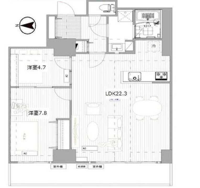 シティコート目黒　Ⅳ806号室　間取り