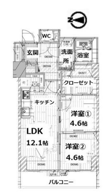 シティコート目黒　Ⅳ107号室　間取り