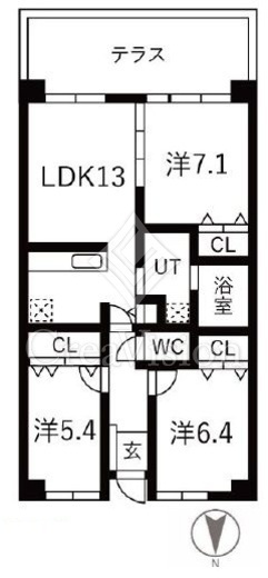 シティコート目黒　1-104号室　間取り
