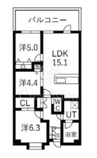 シティコート目黒　1-105号室　間取り