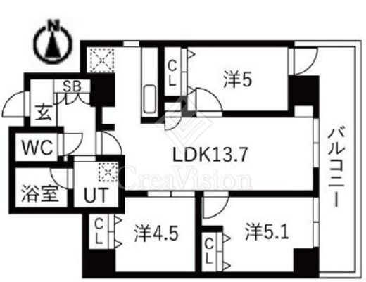 シティコート目黒　2-1107号室　間取り