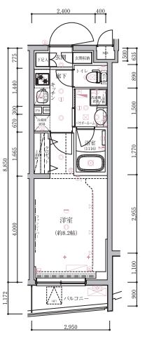 クレイシア祐天寺　103号室　間取り