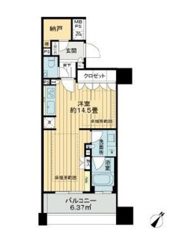 ライオンズシティ東京タイムズプレイス　1305号室　間取り
