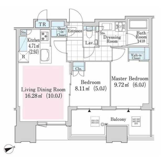 大崎ガーデンレジデンス　1502号室　間取り