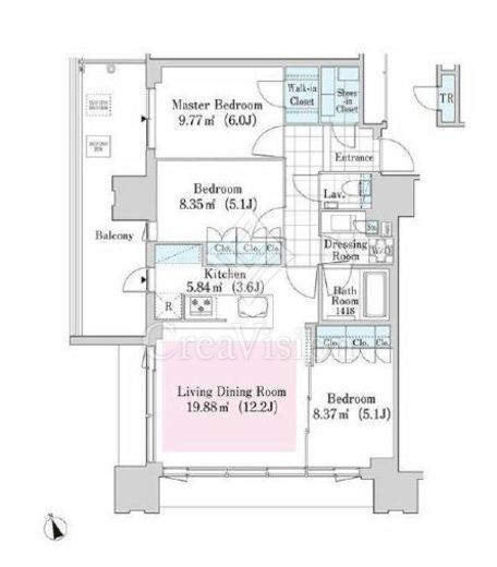 大崎ガーデンレジデンス　2108号室　間取り
