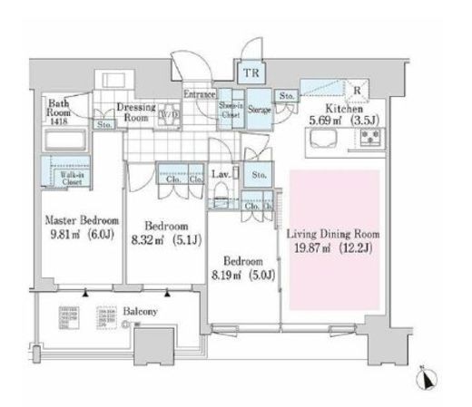 大崎ガーデンレジデンス　1908号室　間取り