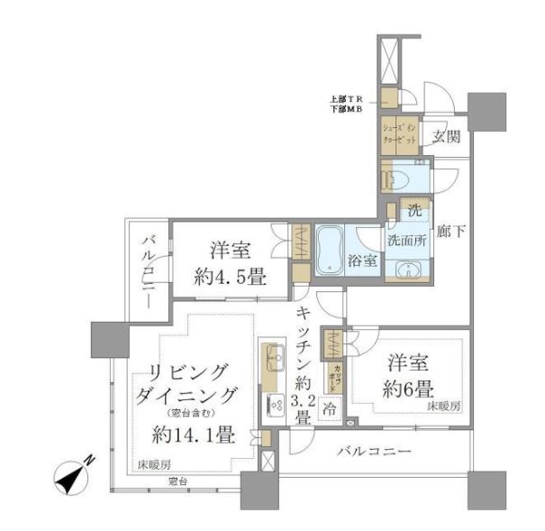ブリリアタワーズ目黒　3407号室　間取り