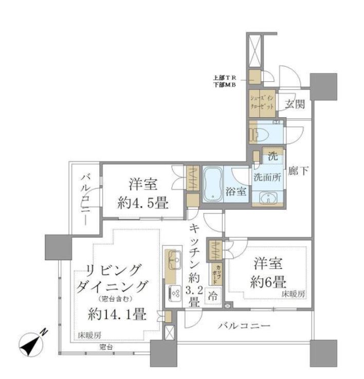 ブリリアタワーズ目黒　2407号室　間取り