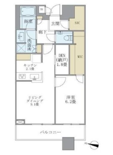 ブリリアタワーズ目黒　N1405号室　間取り
