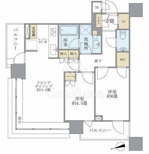 ブリリアタワーズ目黒　S1802号室　間取り