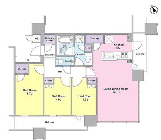ブリリアタワーズ目黒　S2407号室　間取り