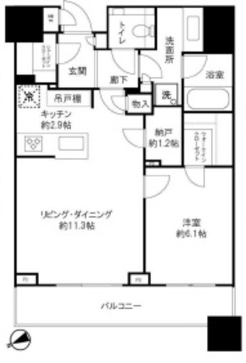 ブリリアタワーズ目黒　S2504号室　間取り