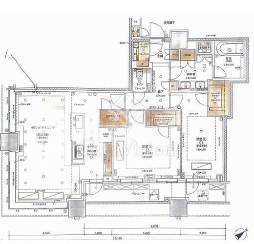 ブリリアタワーズ目黒　N3207号室　間取り