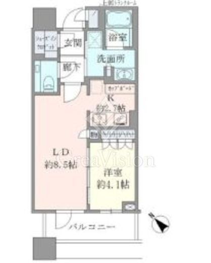 ブリリアタワーズ目黒　N1407号室　間取り