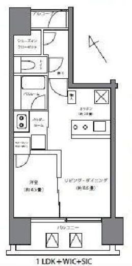 シティハウス中目黒レジデンス　11F1号室　間取り