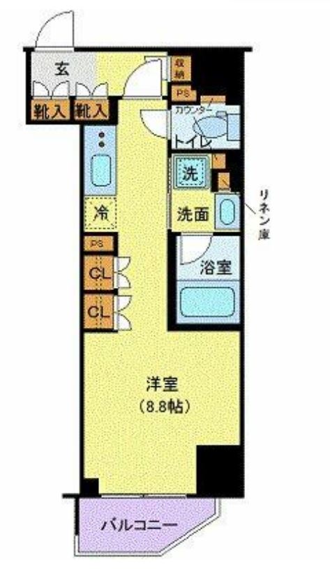 メイクスデザイン芝公園　802号室　間取り