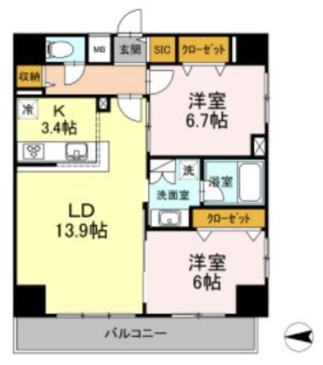 D-room早稲田　1101号室　間取り