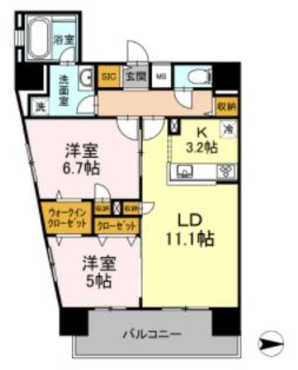 D-room早稲田　1302号室　間取り