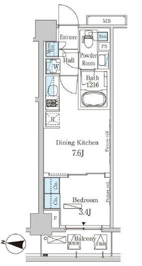 パークアクシス木場キャナルウエスト　702号室　間取り