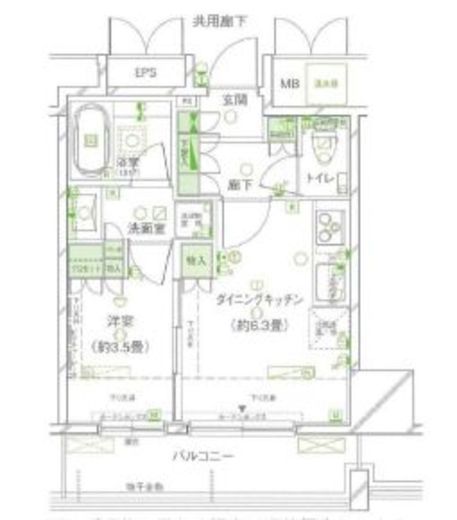 レフィール築地レジデンス　707号室　間取り