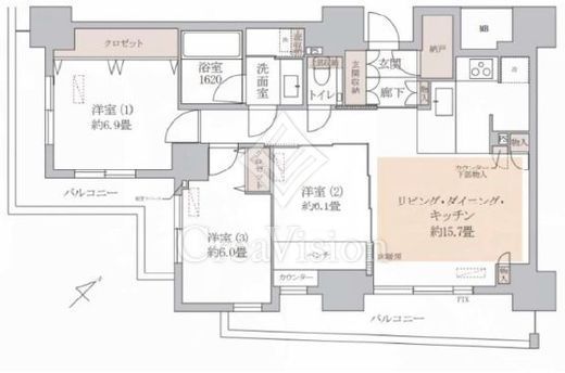 レフィール築地レジデンス　803号室　間取り