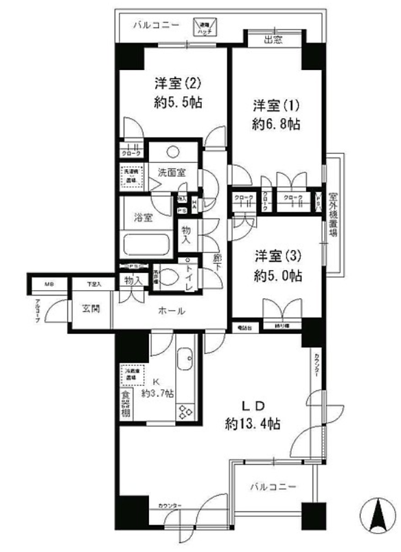 パークサイド・ウイングス　701号室　間取り